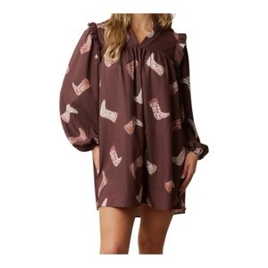 Fantastic Fawn All Over Cowboy Boot Mini Dress Size S